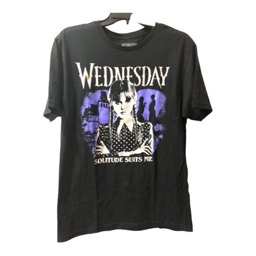Wednesday Addams solitude suits me black tshirt size XL new